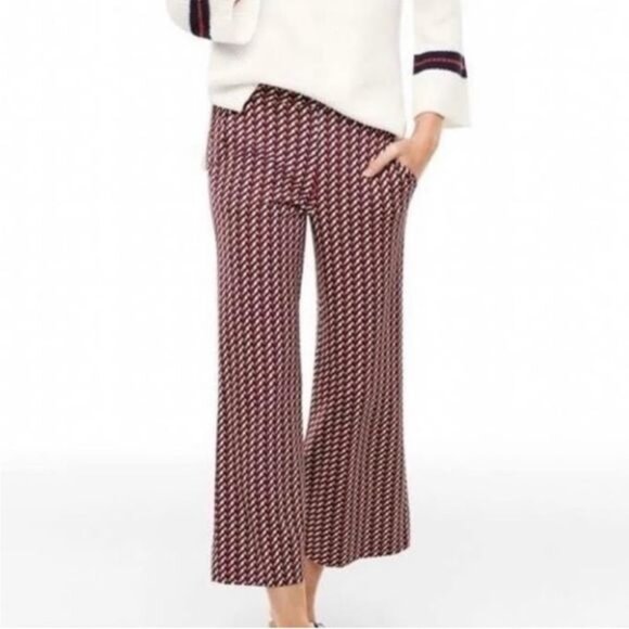 CAbi Women's High Rise Geometric Chevron Print Wide Leg Jersey Knit Pants - Picture 1 of 9